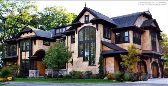 Large Beautiful house with wooden windows
